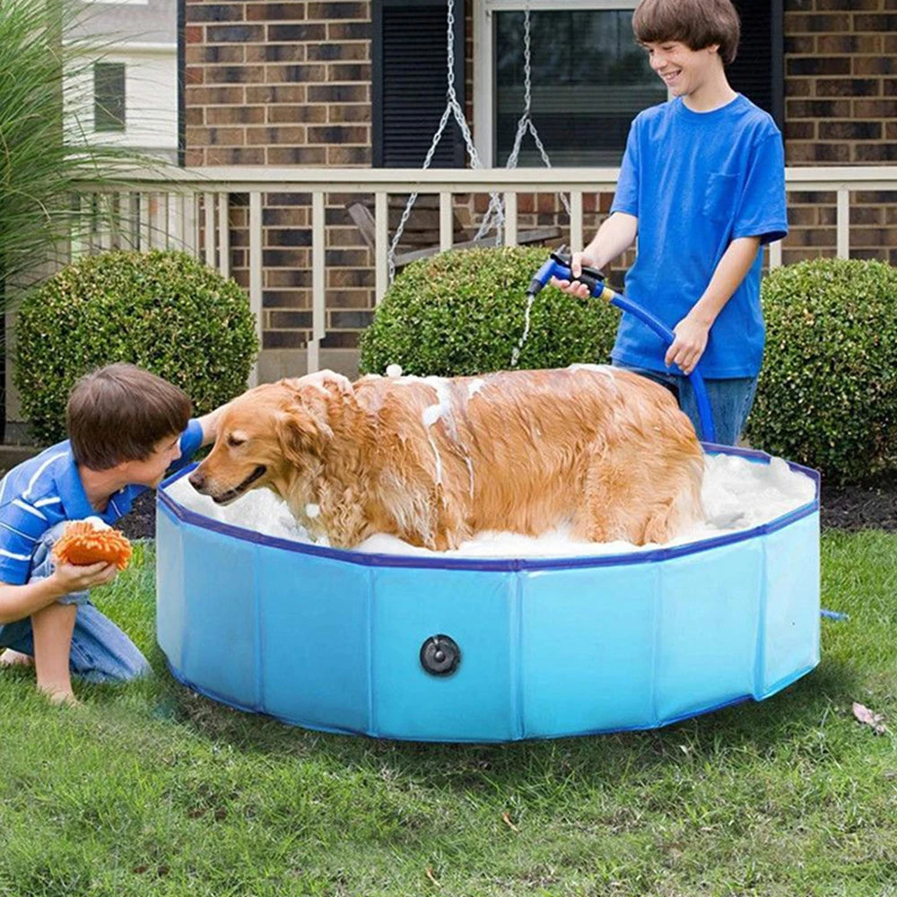 Portable Dog Swimming Pool Bathing Tub for Large Dogs Scratch Resistant Foldable Plastic Pool