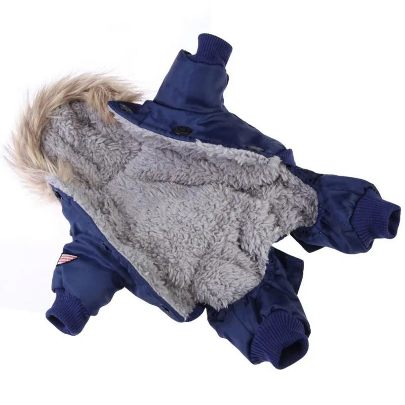 Uniform Autumn Winter Warm Dog Jacket Waterproof Hooded Padded Coat for Small Medium Dogs
