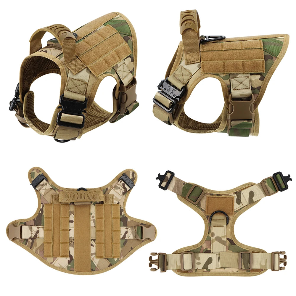 Tactical Dog Harness Leash Set for Large Dogs Military Vest for Training Walking Hunting No Pull Malinois