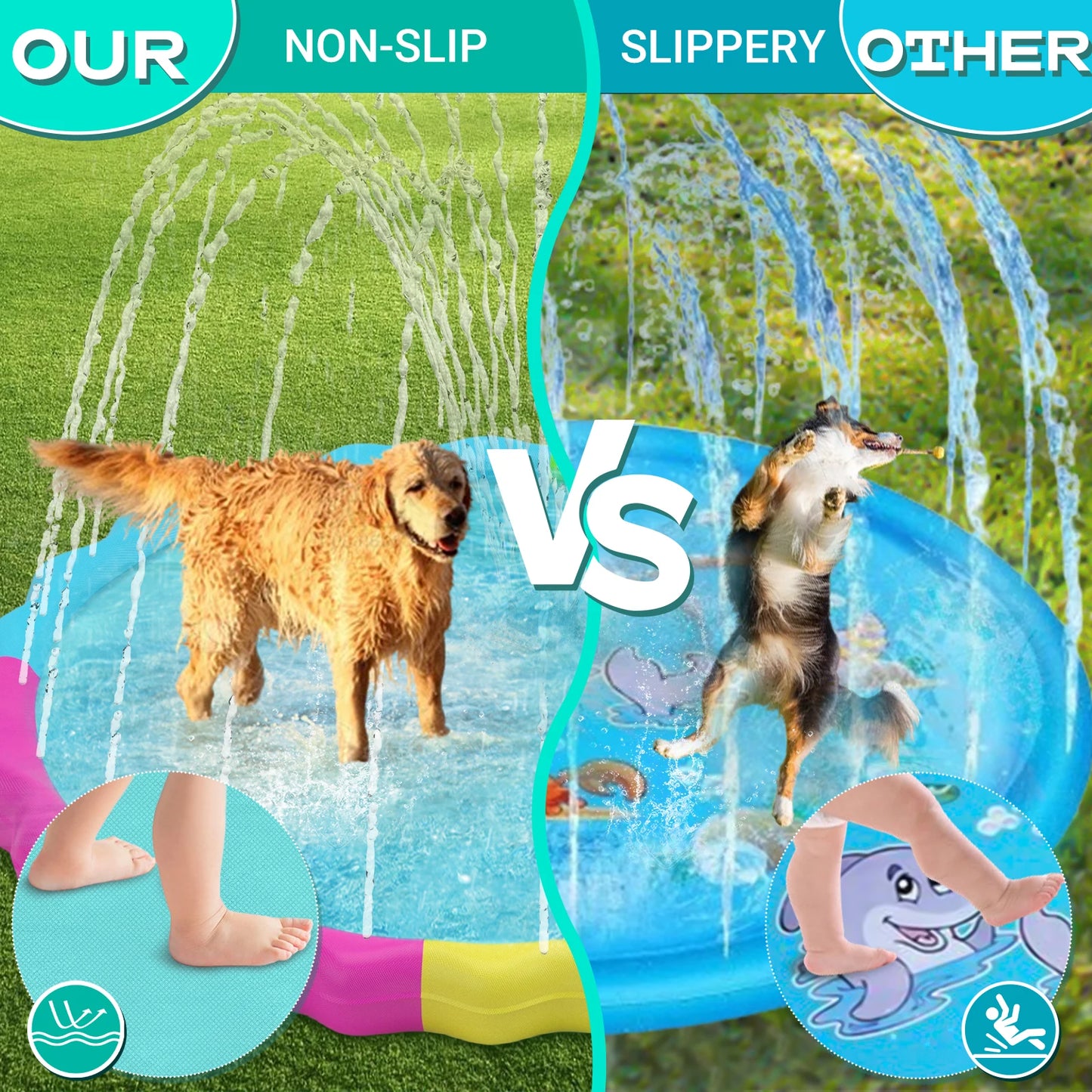 Splash Pad For Dogs Non Slip Splash Pad For Pets Summer Outdoor Water Toys Sprinkler Pool For Dogs Outdoor Play