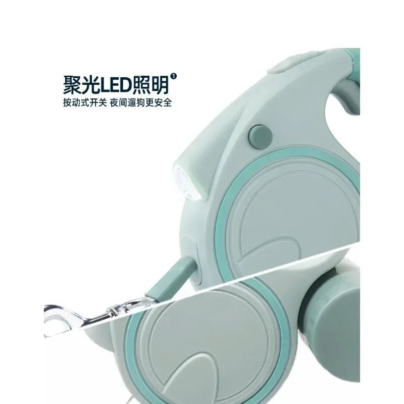 Rope 16 Multifunctional Dog Leash with LED Dispenser Reflective Durable Retractable for Puppy and Dog Walking