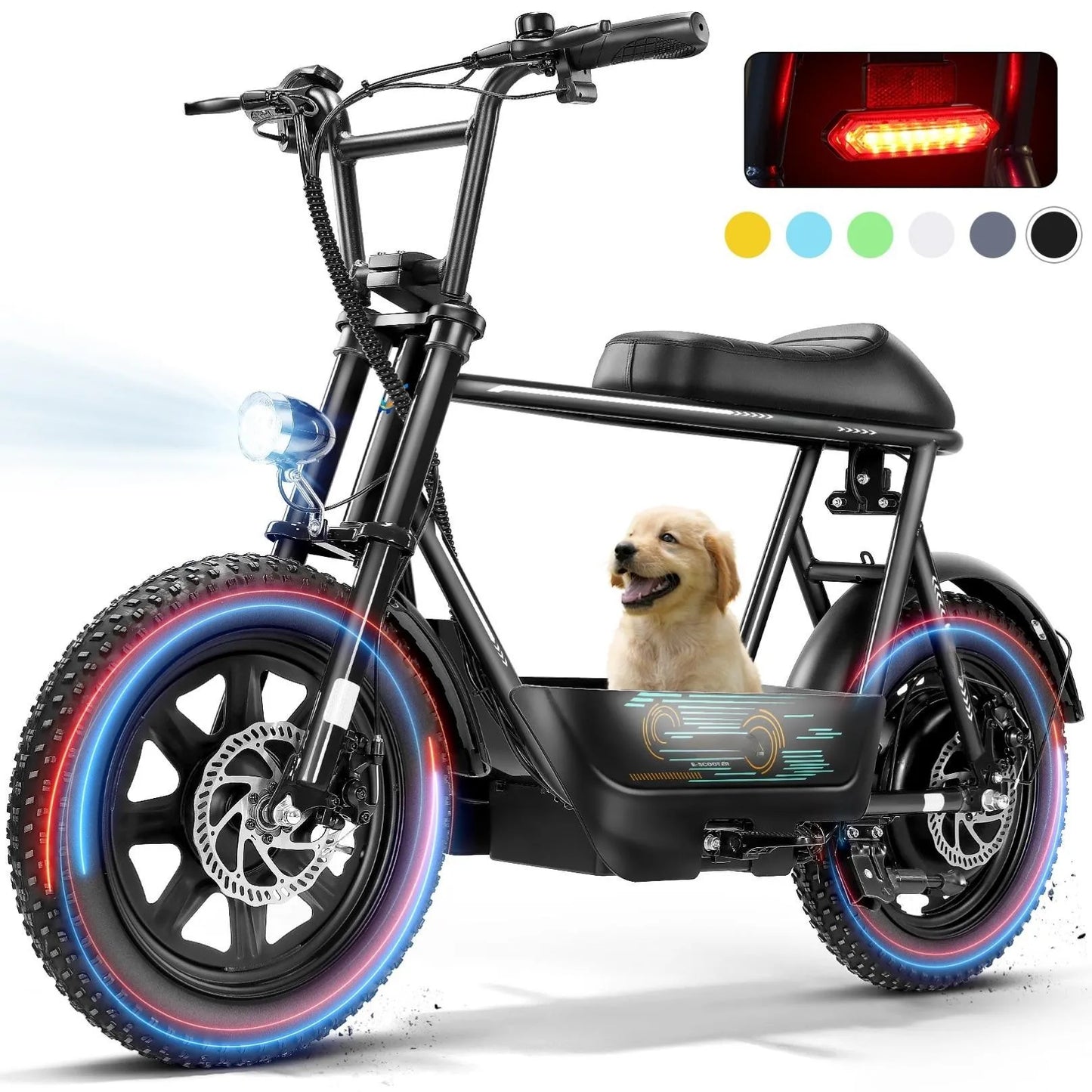 Peak 819W Electric Scooter With Seat For Adults 16 Inch Fat Tire All Terrain Commuter Ebike For Teens With Carry Basket