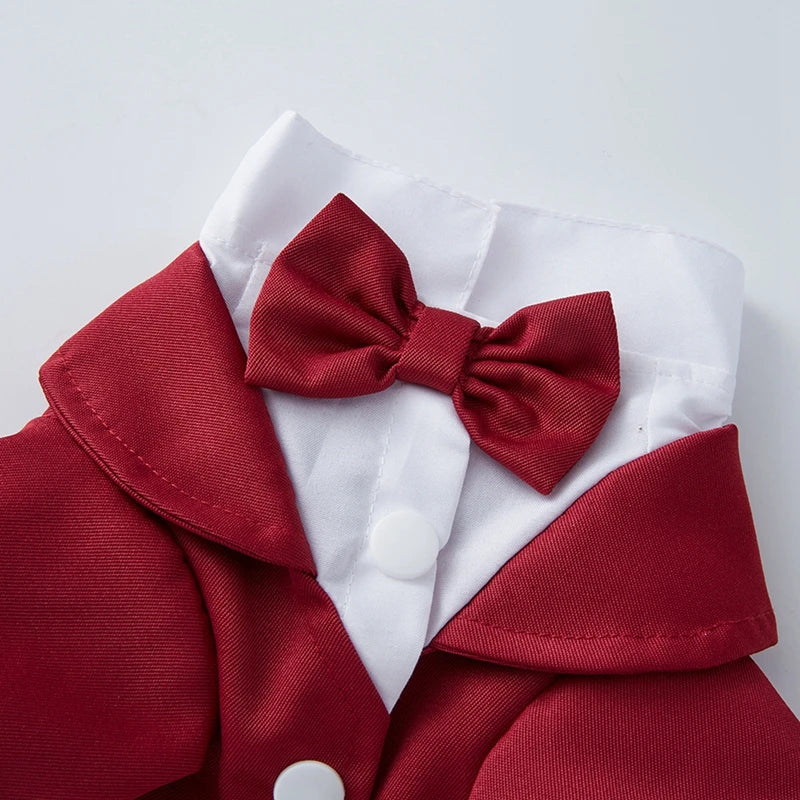 Pet Dog Tuxedo Formal Wedding Party Suit for Small Medium Dogs Gentlemen Costume with Bow Tie Shirt
