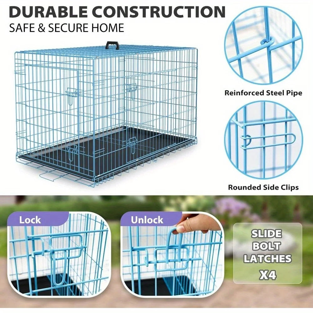 Folding Wire Kennel for Large Dog Crate with Heavy Duty Slide Bolt Latches