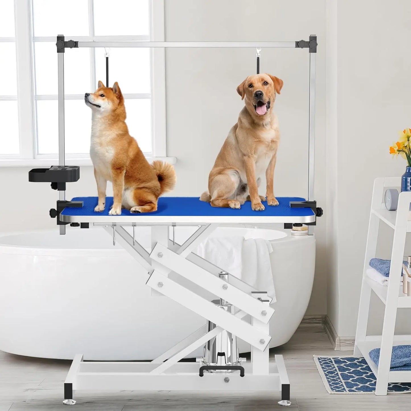 42" Hydraulic Pet Grooming Table w/Anti-Static Table Top, Heav Duty Z-Lift Dog Grooming Table/21-36 w/Armrests/Leash Covers