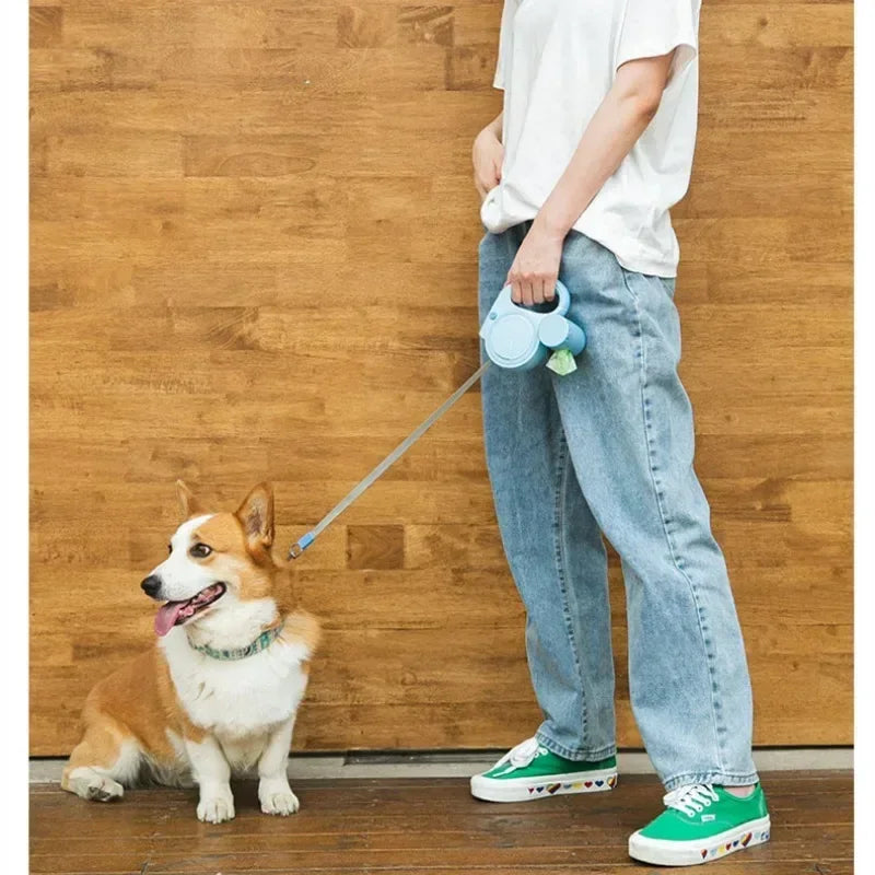 Rope 16 Multifunctional Dog Leash with LED Dispenser Reflective Durable Retractable for Puppy and Dog Walking