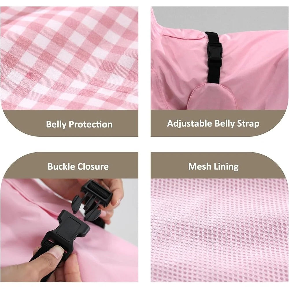 Breathable Waterproof Dog Raincoat Adjustable Hooded Poncho with Leash Hole and Reflective Strip for Medium Large Small Pets