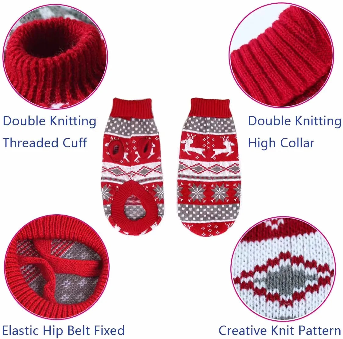 XS to XXL Christmas Pet Dog Sweaters Autumn Winter Warm Clothing for Small and Large Dogs and Cats