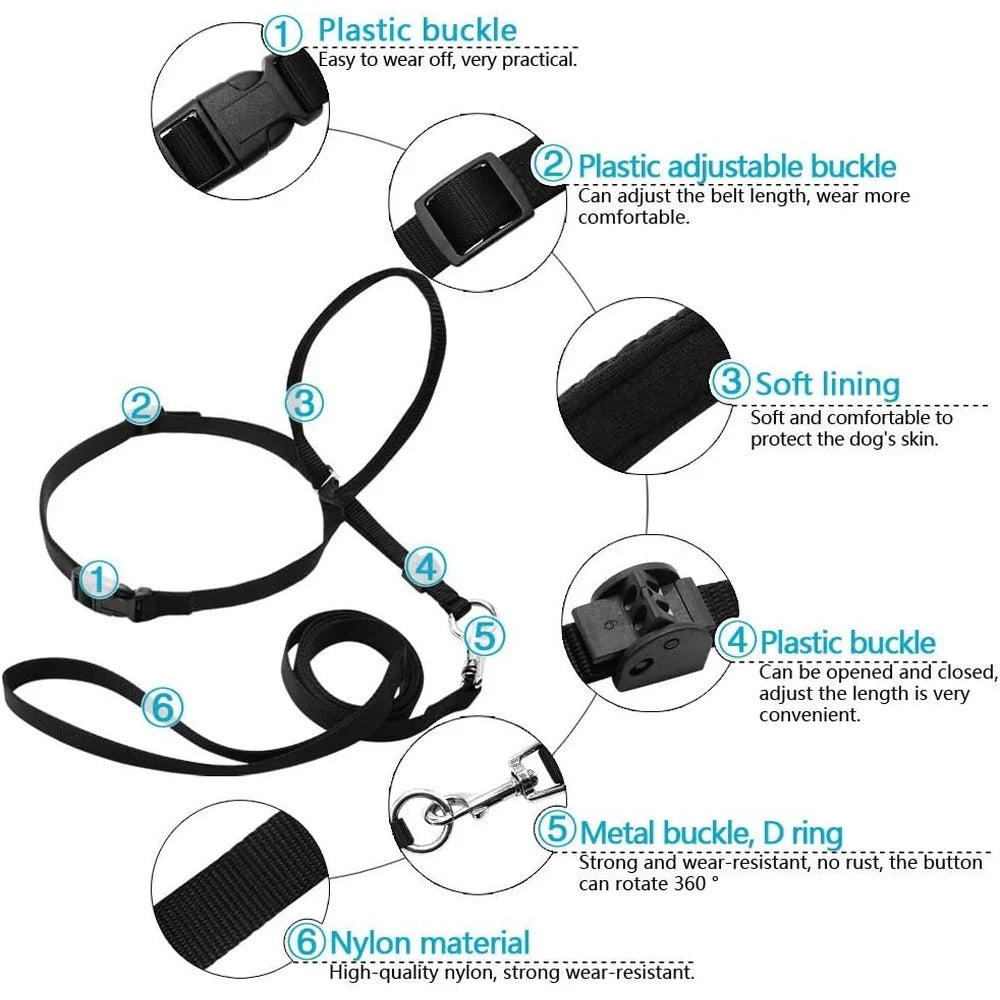 Adjustable Dog Head Collar Head Halter Gentle Control with Leash Training Guide for Walking Parks and Vets