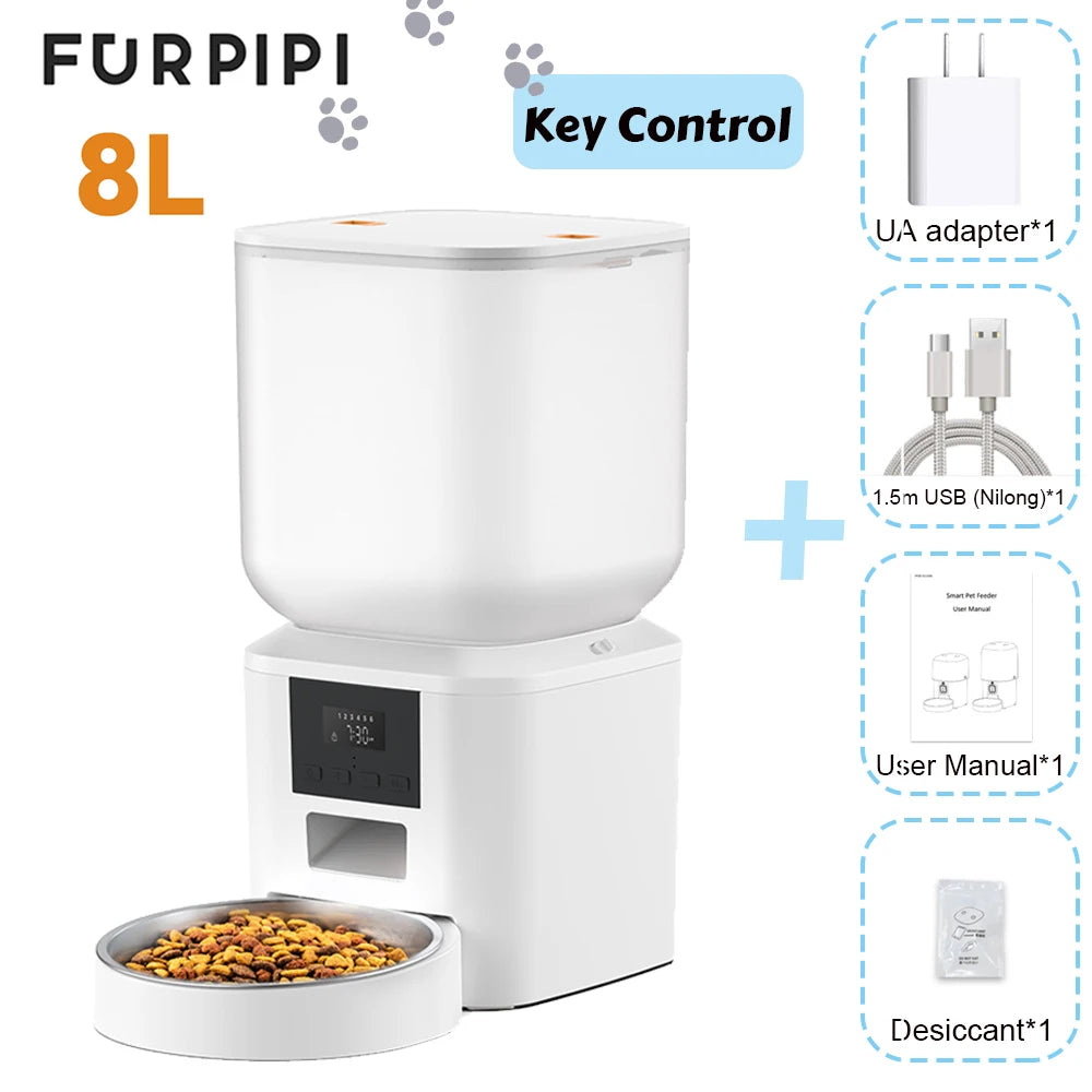 271 Ounce Automatic Dog Feeder with Key Control Stainless Steel Large Capacity Furpipi Smart Pet Food Dispenser