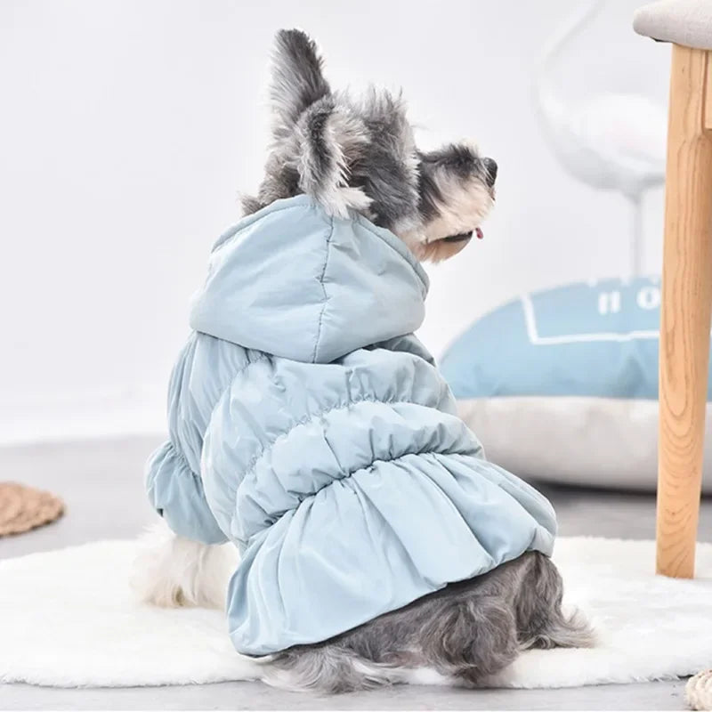 Dog Winter Coat Super Warm Floral Bubble Skirt Hooded Jacket for Puppies and Small Breeds